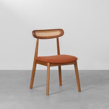 Imagem de Cadeira Dalí Encosto Palha Larga Assento Trento - Terracota