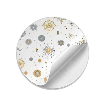 Imagem de Ladrilho Decorativo de Cerâmica Flocos de Neve e Estrelas Fundo Branco