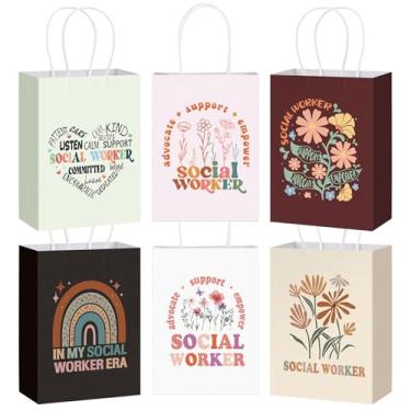 Imagem de Motipuns 30 peças de sacos de papel de agradecimento de assistente social para mulheres, presentes de trabalho social, sacos de presentes de mês com alças, bolsa de agradecimento, colega de trabalho