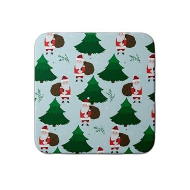 Imagem de Ladrilho Decorativo de Cerâmica Estampa Natal 30x30cm Com Rabiscos Coloridos