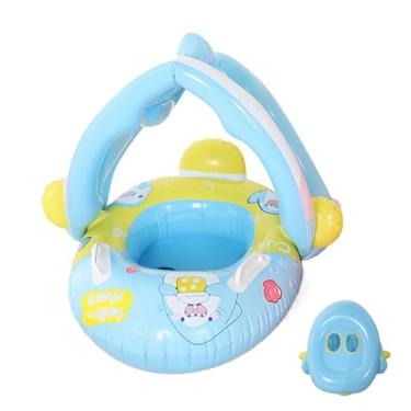 Imagem de Boia de bebê com dossel | Tubo de piscina para bebês com dossel | de água inflável de brinquedo de praia com assento para verão, clima quente, banho ao ar livre, viagem, festa, férias