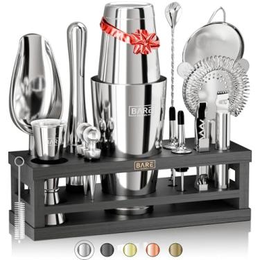 Imagem de BARE BARREL® Mixology Bartender Kit Bar Set | Conjunto de coqueteleira de 16 peças | Ferramentas de mistura de martini barware para bar em casa | Incluindo 35 cartões de receita | Conjunto de presente