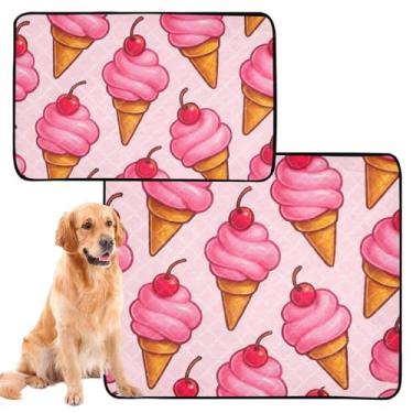 Imagem de Cones de sorvete de desenho animado rosa laváveis almofadas de xixi para cães, almofadas reutilizáveis para animais de estimação, gatos, absorventes para filhotes de cachorro, tapetes impermeáveis