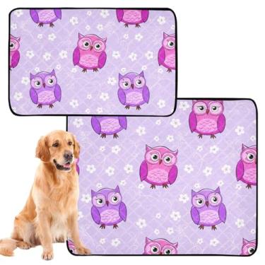 Imagem de Almofadas de xixi laváveis para cães reutilizáveis para animais de estimação fofas corujas de desenho animado roxo rosa absorventes almofadas de penico à prova d'água tapete de cercadinho para cães