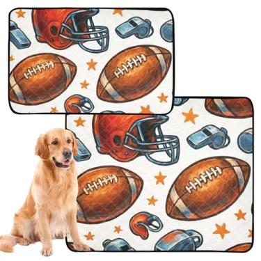 Imagem de Bolas de futebol americanas vintage brancas laváveis para cães almofadas de xixi para animais de estimação tapete extra grande à prova d'água para almofadas de treinamento de penico absorventes de