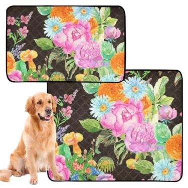 Imagem de Almofadas de xixi coloridas e laváveis para cães, tapetes reutilizáveis para animais de estimação, à prova d'água, tapete de gaiola de cachorro fofo absorvente almofadas de treinamento para penico