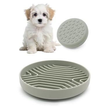 Imagem de PERCELL Tigela de alimentação lenta para cães com ventosas - Design de labirinto de silicone antiderrapante para cães (verde claro)