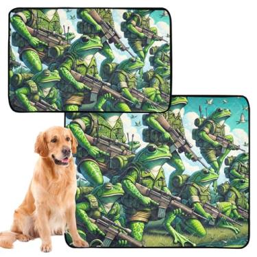 Imagem de Cute Frog Corps Almofadas laváveis para fazer xixi para animais de estimação, gatos, almofadas reutilizáveis para treinamento de filhotes de cachorro, tapete absorvente fofo à prova d'água