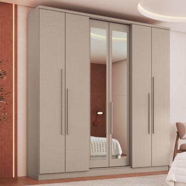 Imagem de Guarda Roupa Casal com Espelho 6 Portas Sonata Móveis Castro - Duna