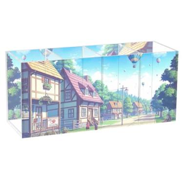 Imagem de TSENQUE Casas encantadoras da Quaint Village, porta-canetas para arte de mesa, colorido, escritório, porta-pincéis, porta-pincéis de acrílico, copo de papelaria