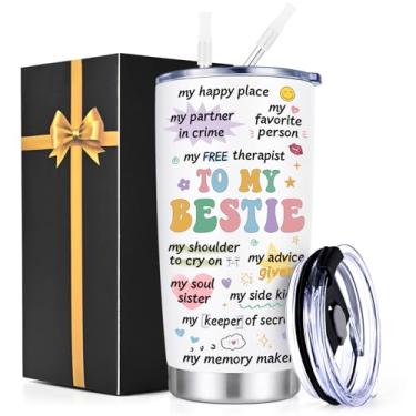 Imagem de Lifecapido Bestie Gifts for Women, Best Friend Birthday Gifts for Women, To My Bestie 590 ml Copo Isolado, Amizade Melhor Amigo Presente de Dia dos Namorados para Melhor Amiga, Mulher Irmã