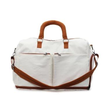 Imagem de Bolsa de ginástica para homens e mulheres, bolsa de viagem expansível com compartimento para sapatos e molhados, bolsas impermeáveis para esportes, fitness, treino, viagens, Bege, Tendência