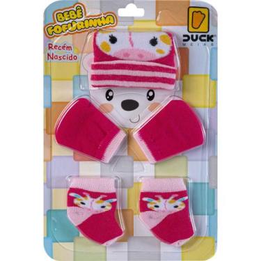 Imagem de Kit Meias Luvas e Touca Bebê Recém-Nascido Menina Fofurinha Maternidad