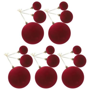 Imagem de NIYANGLE 15 peças de enfeites de bola de veludo, 3 tamanhos, bolas de árvore de Natal vermelhas para o dia dos namorados, família, férias, festa de casamento, decoração de árvore de Natal