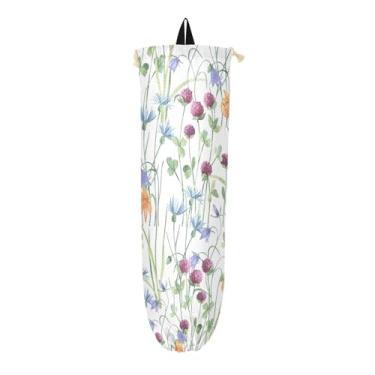 Imagem de Aquarela Botanical Prado Flores Silvestres Suporte de Sacola de Mercearia, Organizador de Saco Plástico, Suporte de Saco Plástico para Armário, 1 Pacote