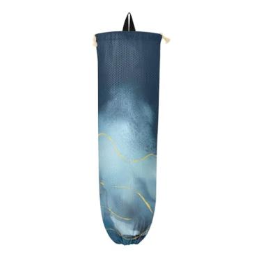 Imagem de Pacote com 2 suportes de saco de plástico em aquarela branca e azul, suporte de sacola de supermercado para sacolas plásticas, organizador de sacolas de armazenamento de cozinha