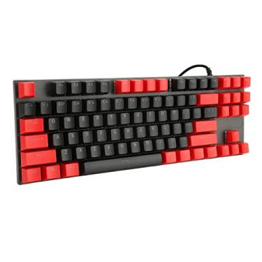 Imagem de KIMISS Adequado para Teclado Mecânico 87 Teclas Interruptor Azul RGB Retroiluminado Teclado Ergonômico Com Fio para Laptop e PC de Mesa - Design Ergonômico, à Prova d'água, Resposta Rápida (Com Fio
