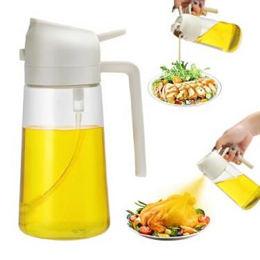 Imagem de Aovdy Pulverizador de azeite de oliva de vidro branco de 470 ml para cozinhar – Dispensador de azeite de oliva 2 em 1, spray e despeje para utensílios de cozinha, fritadeira a ar, salada, churrasco