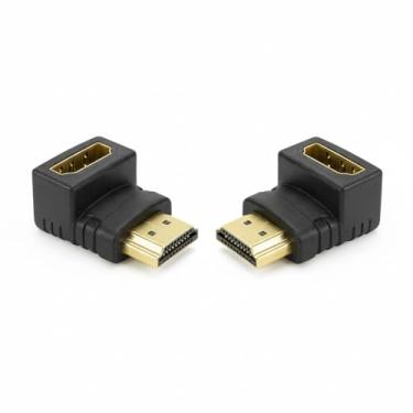 Imagem de Kit com 2 Adaptadores HDMI Macho para HDMI Fêmea - Conector em L 90 Graus Preto para TV e Monitor Design Compacto Compatível com Dispositivos HDMI