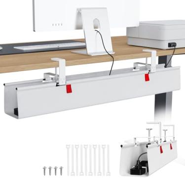 Imagem de KEEGH Bandeja grande de gerenciamento de cabos sob a mesa de 91 cm - organizador de cabos sob a mesa - Suporte de braçadeira/parafuso - suporta até 32 kg - Gerenciamento de fios - Bandeja de cabos