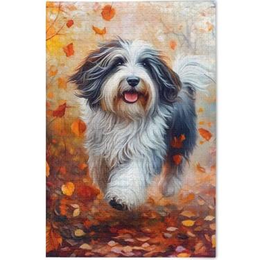 Imagem de Quebra-cabeça de outono com estampa de cachorro fofo, 1000 peças, para adultos, arte de brinquedo, peças legais, exclusivas, presentes tecnológicos personalizados para amantes, quebra-cabeça, 75 x 50