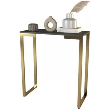 Imagem de Mesa Buffet Balcão Aparador Industrial Pé Dourado 68X30X90 (Branco)