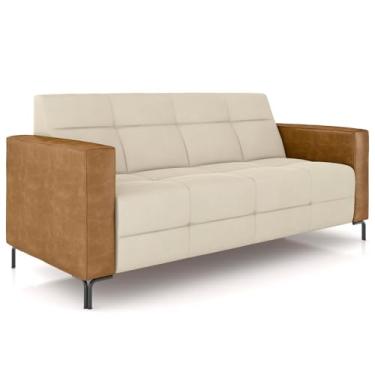 Imagem de Sofá 2 Lugares Sala Living Industrial 160cm Senna K01 Couríssimo Whisky Veludo Bege - Lyam Decor