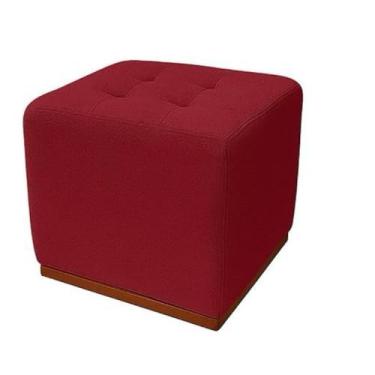 Imagem de Kit Com 2 Puff Quadrado Decorativo Tecido Bouclé Quarto Sala Descanso de Pé Sala，Quarto(Bordo)