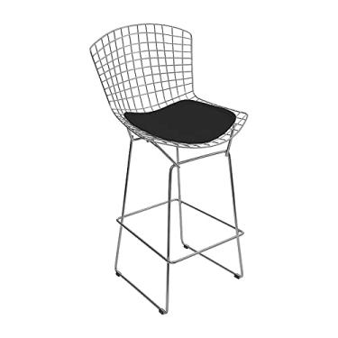 Imagem de Banqueta Bertoia Cromada D60 Assento Sintético Preto