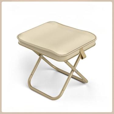Imagem de Banquinho Dobrável Portátil de Alumínio para Camping e Pesca com Bolsa(bege)