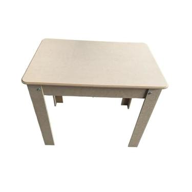 Imagem de Mesa de Madeira Compacta, Estilo Minimalista, Cor Bege, para Sala de Jantar ou Escritório