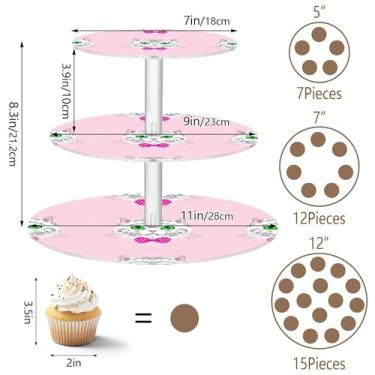 Imagem de Gatos fofos, rosa claro, 3 camadas, suporte de cupcake para chá e festa, bandeja de servir torre de cupcake, mesa de deserto, exibição de bolo, comida de casamento, personalizada