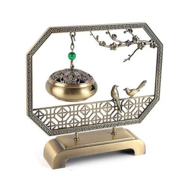 Imagem de porta-vara de incenso Queimador de incenso liga cobre premium, ornamento decorativo para interiores, suporte pendurado