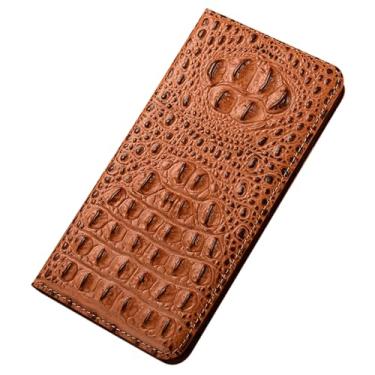 Imagem de FWYANZH Capa carteira para Google Pixel 10 Pro XL/10 PRO/10, capa de couro genuíno crocodilo alívio de textura de luxo flip Kickstand capa de proteção de corpo inteiro, marrom, 10