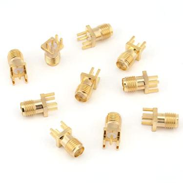 Imagem de Luqeeg Conector Rf de Latão Fêmea Sma 10 Peças para Módulos Sem Fio, Forte Resistência à Vibração e Durabilidade para Montagem de Antena e Pcb