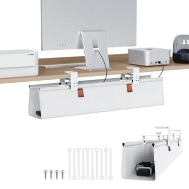 Imagem de Zilink Bandeja de gerenciamento de cabos para mesa de 76 cm, sem broca, bandeja de gerenciamento de cabos, suporte de parafuso/suporte de parafuso, resistente à água, organizador de cabos de tecido