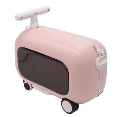 Imagem de Mala infantil com pedais dobráveis de 90 graus, bagagem de viagem de grande capacidade para crianças, Rosa, Comum