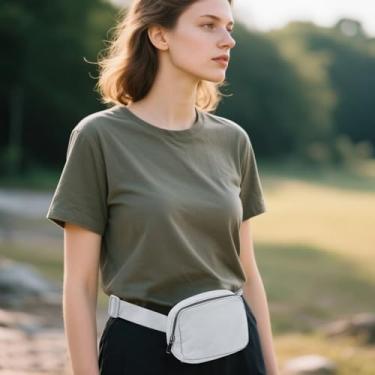 Imagem de Bolsa de cinto unissex, bolsa de cintura, bolsa tiracolo moderna com alça ajustável para treino, corrida, viagem, caminhada, Branco, Medium, Casual