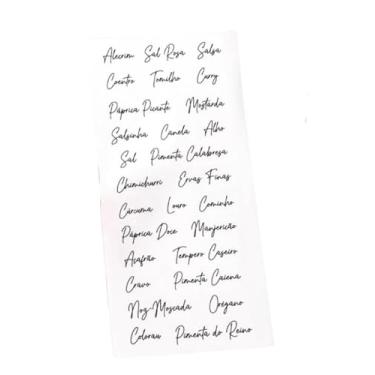 Imagem de Kit 10 Potes de Tempero Vidro 200ml + Cartela de Temperos com 28 Adesivos Opcional | ESCOLHA SEU KIT para Cozinha Brasileira e Churrasco(Cartela Transparente)