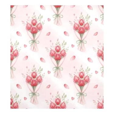 Imagem de Blueangle Capa magnética de buquê de aquarela de dia dos namorados, decoração de capa de lava-louças frontal, adesivos de eletrodomésticos, adesivos de eletrodomésticos, 58 cm C x 66 cm adesivo