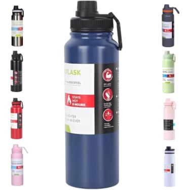 Imagem de Garrafa de Água Térmica Inox 800ml Esportiva com Alça Parede Dupla Isolada a Vácuo Antivazamento Garrafinha Academia Fitness Corrida Esportes Escritório – Premium (Azul)