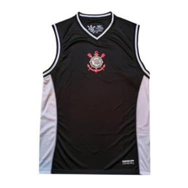 Imagem de Regata Corinthians Basquete Preta e Branca Licenciada Coimbra-Masculino
