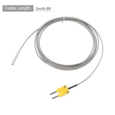 Imagem de Generic Termopar tipo K com plugue, sensor de temperatura do medidor de 0 a 600°C (32 a 600.0 °C), aço inoxidável, fio de 4 x 30 mm