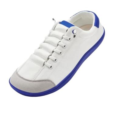 Imagem de XinYiQu Tênis feminino minimalista de lona com bico largo, sem queda, tênis de lona para corrida e caminhada, Azul, 34