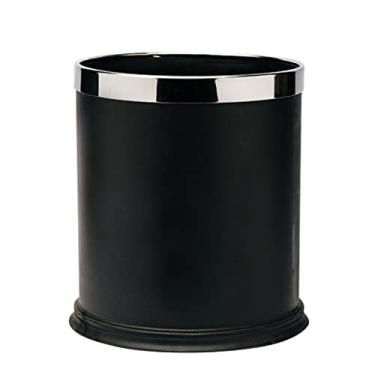 Imagem de Lixeira de lixeira de lixeira aberta para cesto de lixo de topo, lata de lixo redonda, cesto de lixo de metal destacável, para cozinha, banheiro, sala de estar, escritório, lixeira