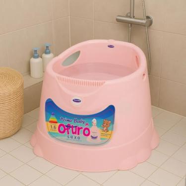 Imagem de Banheira Ofurô Infantil Grande Prime Baby 1 a 6 Anos – Banheira Ergonômica Antiderrapante para Crianças e Bebês até 30Kg com Plugue de Escoamento Rápido (Rosa)