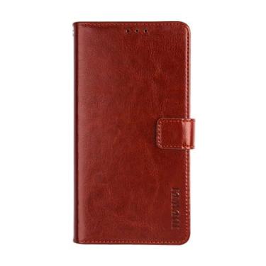 Imagem de Capa para Xiaomi Mi Mix 3,PU Couro magnético Flip telefone case compatível com Xiaomi Mi Mix 3 Capa,Design de carteira com furo para cartão -Brown