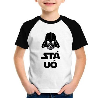 Imagem de Camiseta Raglan Infantil Stá Uó - Foca na Moda, Branco, Preto, 2