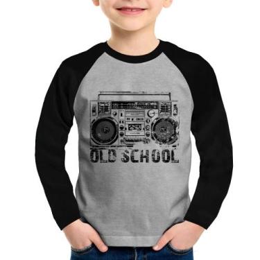 Imagem de Camiseta Raglan Infantil Old School Boombox Manga Longa - Foca na Moda