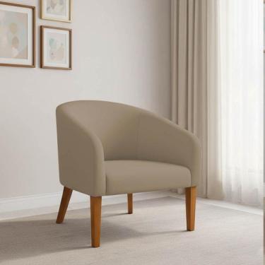 Imagem de Poltrona Sala Decorativa Stella Pé Madeira Trapézio Castanho Suede D03